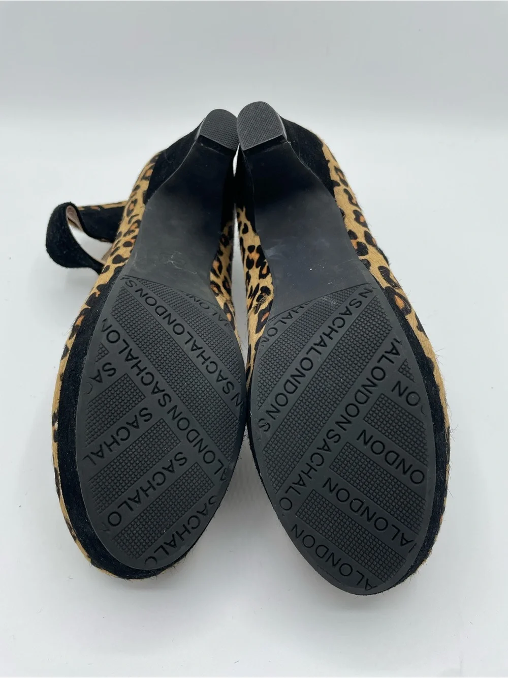 Sasha London Vera Leopard Print Fur  Block Heel Mary Jane Shoes.